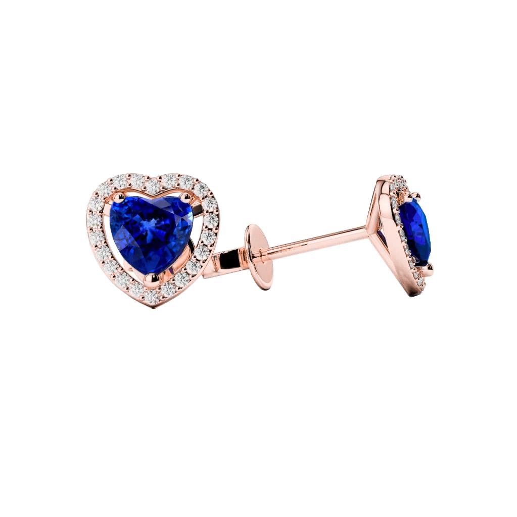 Boucles D'oreilles Halo Saphir Et Diamants Ceylan 3.50 Carats Neuf - HarryChadEnt.FR