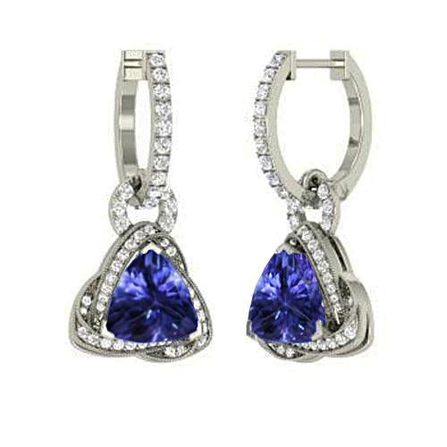 Boucles D'oreilles Lady Dangle Tanzanite Et Diamants 5 Ct Or Blanc 14K - HarryChadEnt.FR