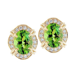 Boucles D'oreilles Or Jaune 14K 12.40 Carats Tourmaline Avec Diamants