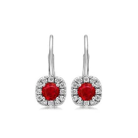 Boucles D'oreilles Pendantes Dames 4.40 Carats Rubis Et Diamants Or Blanc 14K - HarryChadEnt.FR