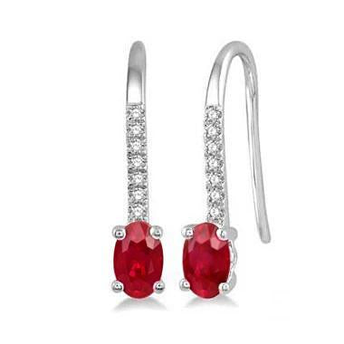 Boucles D'oreilles Pendantes Femme Or Blanc 14K Rubis Et Diamants 5.70 Carats - HarryChadEnt.FR