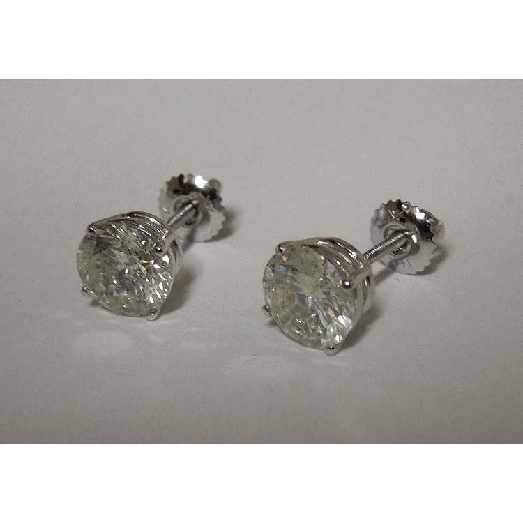 Boucles D'oreilles Puces Diamants 4.02 Carats Or Blanc Neuf - HarryChadEnt.FR