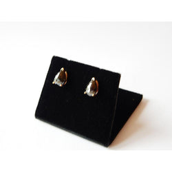 Boucles D'oreilles Puces Diamants Noirs 2 Carats Poire Or Jaune Finition 14K