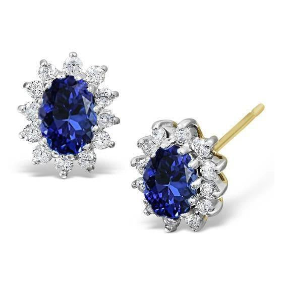 Boucles D'oreilles Tanzanite En Or Jaune 14K Et Diamants 6.10 Carats - HarryChadEnt.FR