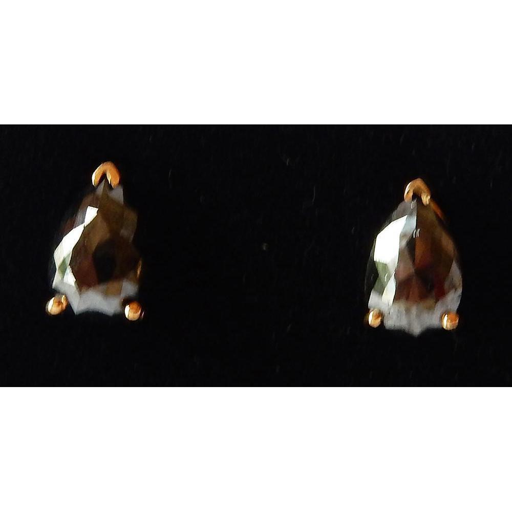 Boucles D'oreilles Tige 1.50 Carats Poire Diamants Noirs Bel Or Jaune 14K - HarryChadEnt.FR
