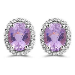 Boucles D'oreilles Tige Ovale Rose Kunzite Et Diamants 30.48 Carats