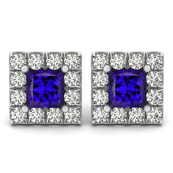 Tanzanite Bleue Avec Diamants 6.50 Carats Femmes Boucles D'oreilles Halo - HarryChadEnt.FR