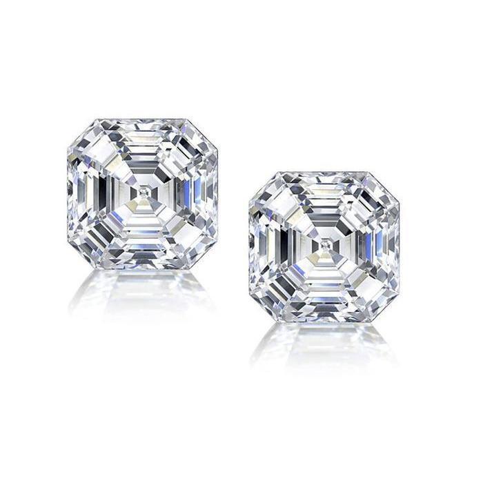 Boucles d'oreilles clous d'oreilles diamant taille Asscher solitaire 4 carats - HarryChadEnt.FR