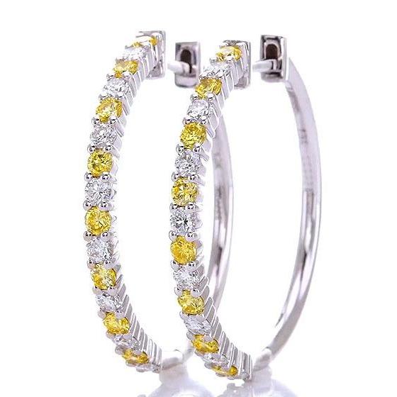 Boucles D'oreilles Créoles Diamant 4.80 Carats Bijoux Saphirs Jaunes - HarryChadEnt.FR