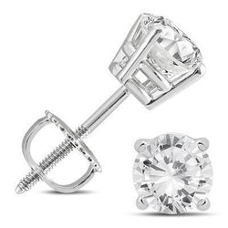 Boucles d'Oreilles Diamant Rond Triple Excellentes Pierres 4.50 Ct Or Blanc 14K