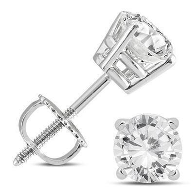 Boucles d'Oreilles Diamant Rond Triple Excellentes Pierres 4.50 Ct Or Blanc 14K - HarryChadEnt.FR