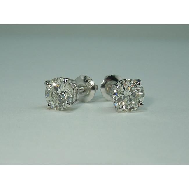 Boucles d'Oreilles Diamants Ronds Scintillants 3.00 Carats Or Blanc 14K - HarryChadEnt.FR