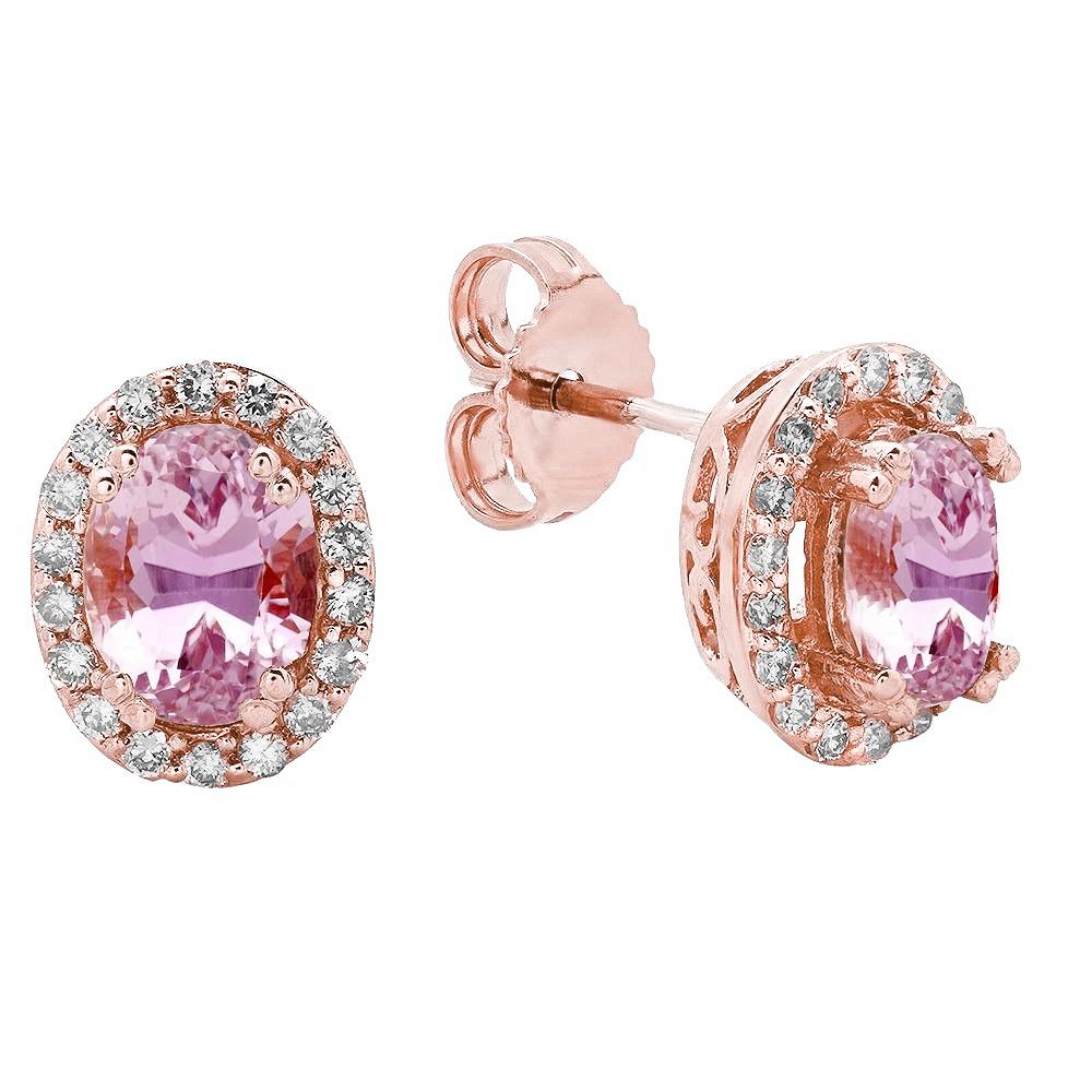 Boucles d'Oreilles Femme 20.80 Ct Kunzite Avec Diamants Or Rose 14K - HarryChadEnt.FR