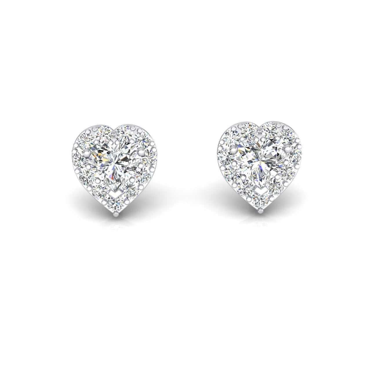 Boucles d'Oreilles Femme Or Clous Coeur Diamant