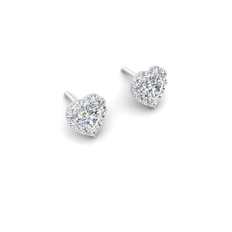 Boucles d'Oreilles Femme Or Clous Coeur Diamant