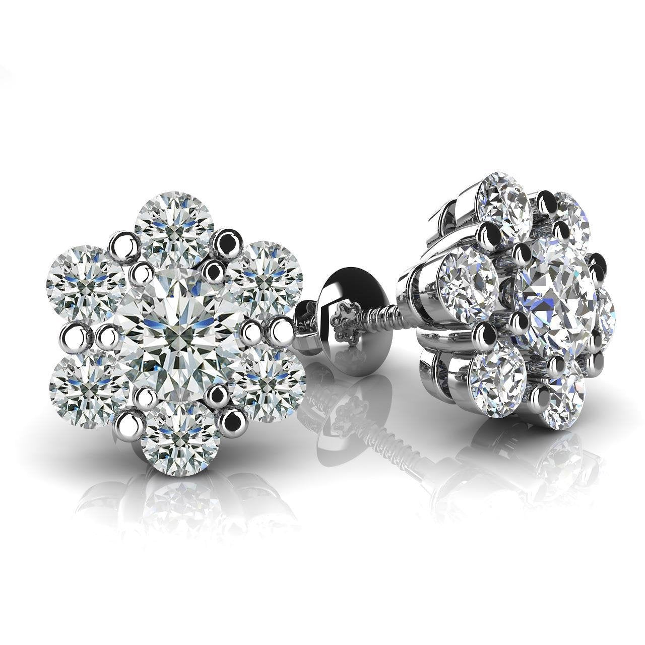 Boucles d'oreilles en forme de fleur de diamant rond 5 carats pour femmes - HarryChadEnt.FR