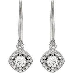 Boucles d'Oreilles Pendantes Diamant Style Halo 1.60 Carats Or Blanc 14K
