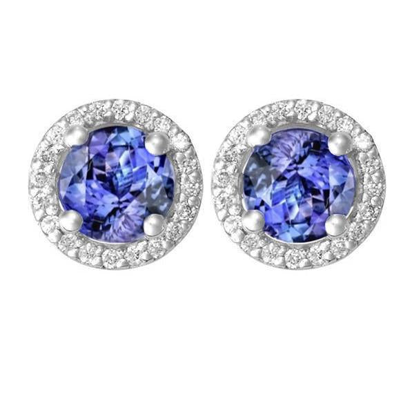 Boucles d'Oreilles Tanzanite & Diamants 8.44 Ct Or Blanc 14K - HarryChadEnt.FR