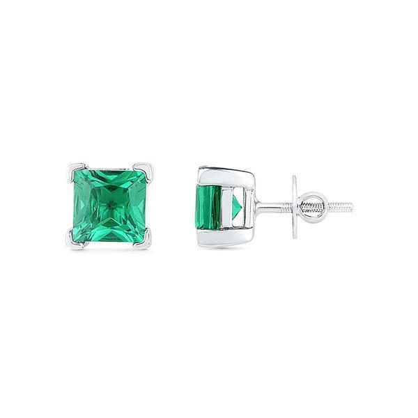 Boucles d'oreilles 6 carats en émeraude verte taille princesse - HarryChadEnt.FR