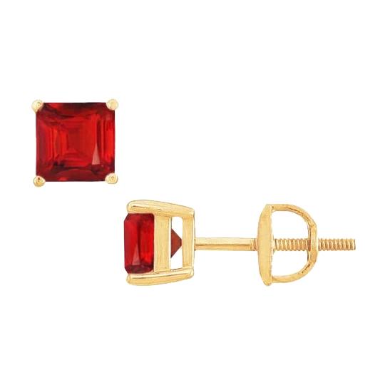 Boucles d'oreilles Asscher Cut 3 Carats Rubis Rouge Lady Studs Or Jaune 14K - HarryChadEnt.FR