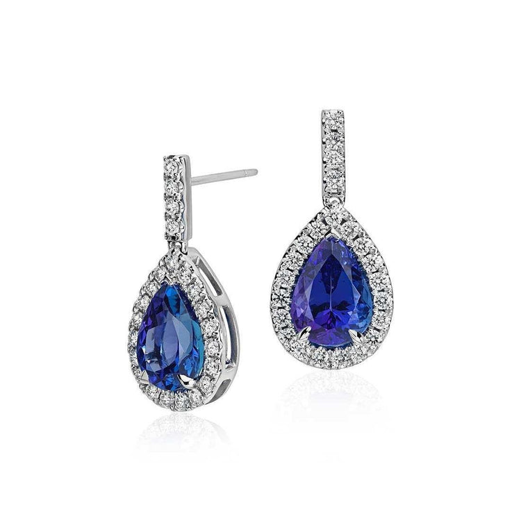 Boucles d'oreilles Lady Dangle en tanzanite de 5.60 ct avec diamants en or blanc 14K - HarryChadEnt.FR