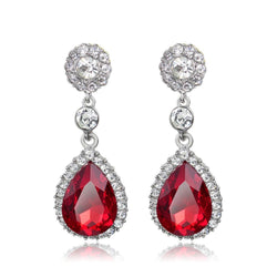 Boucles d'oreilles Lady Dangle rubis rouge et diamants de 8.62 ct en or blanc 14K