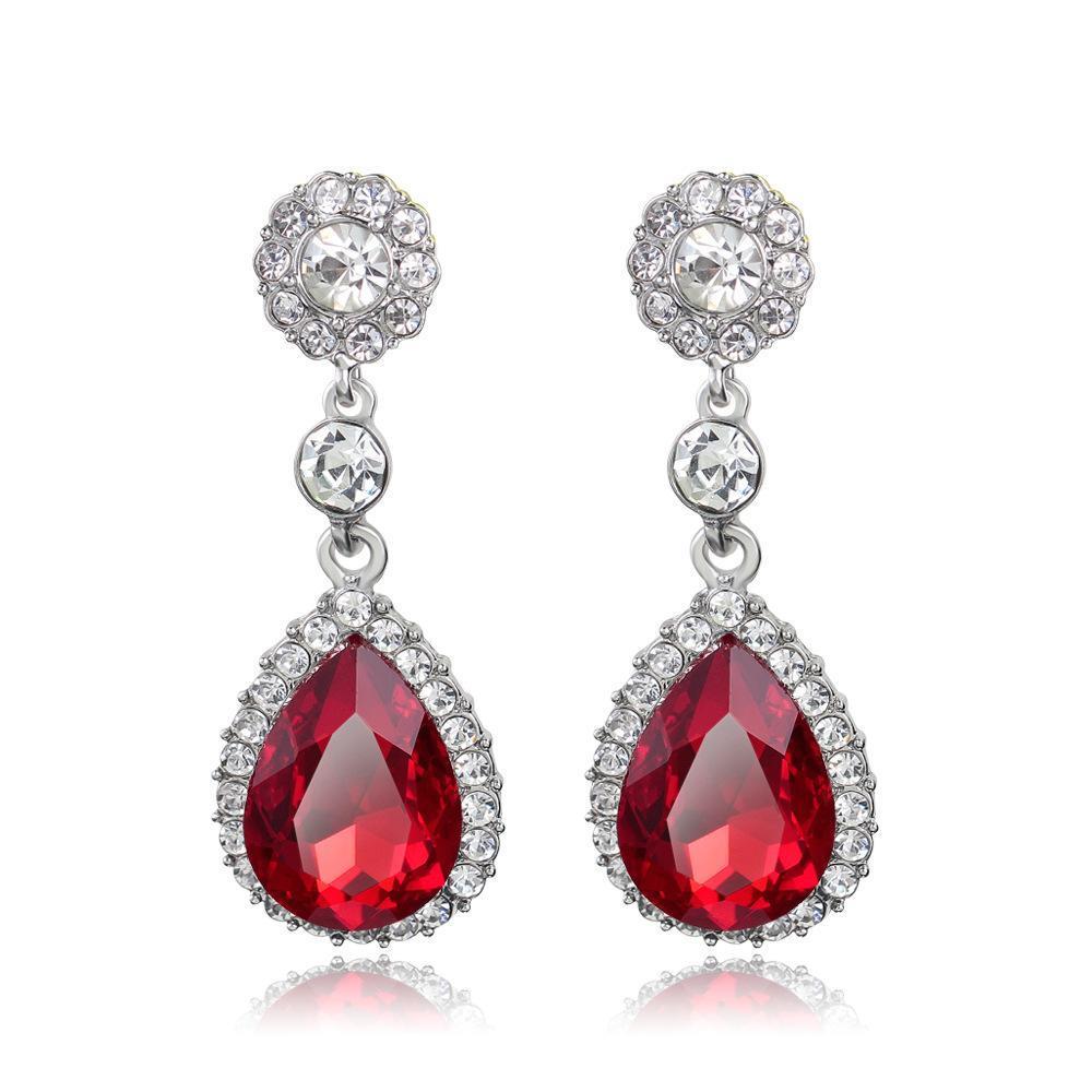 Boucles d'oreilles Lady Dangle rubis rouge et diamants de 8.62 ct en or blanc 14K - HarryChadEnt.FR