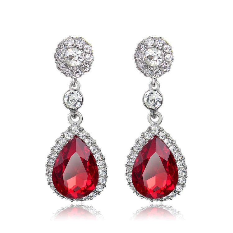 Boucles d'oreilles Lady Dangle rubis rouge et diamants de 8.62 ct en or blanc 14K - HarryChadEnt.FR