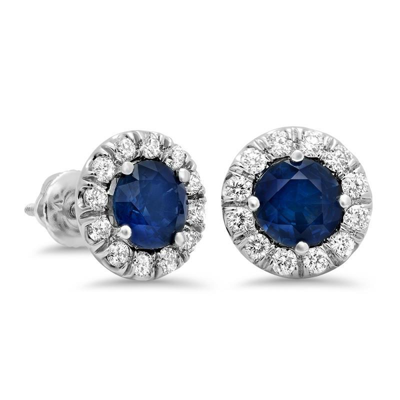 Boucles d'oreilles Lady Studs Sri Lankan Saphir Diamants 4.20 Ct Or Blanc - HarryChadEnt.FR