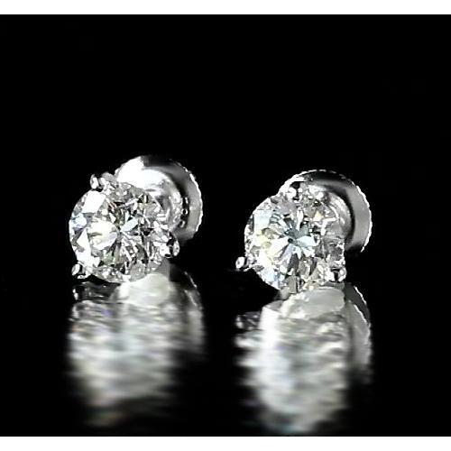 Boucles d'oreilles Martini 1,20 carats serties d'un diamant rond en or blanc 14 carats - HarryChadEnt.FR