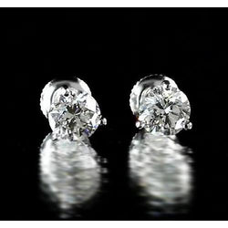 Boucles d'oreilles Martini 1,20 carats serties d'un diamant rond en or blanc 14 carats