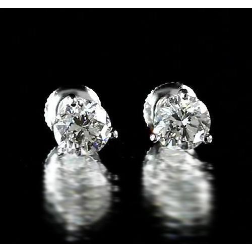 Boucles d'oreilles Martini 1,20 carats serties d'un diamant rond en or blanc 14 carats - HarryChadEnt.FR