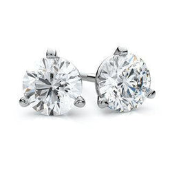 Boucles d'oreilles à diamants en or blanc massif 3.5 ct 14K