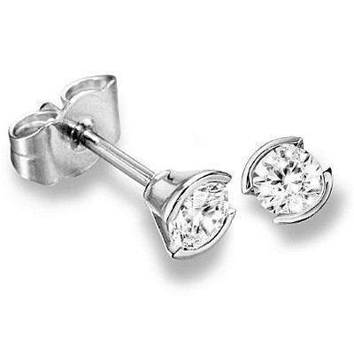 Boucles d'oreilles à diamants ronds sertis demi-clos 1 carat - HarryChadEnt.FR