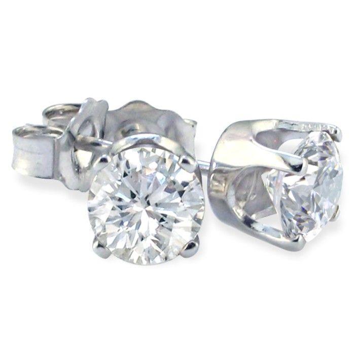 Boucles d'oreilles à diamants solitaires 2 ct en or blanc 14K - HarryChadEnt.FR