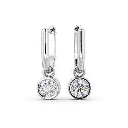Boucles d'oreilles à lunette déroulante 1 carat diamant rond bijoux pour femmes