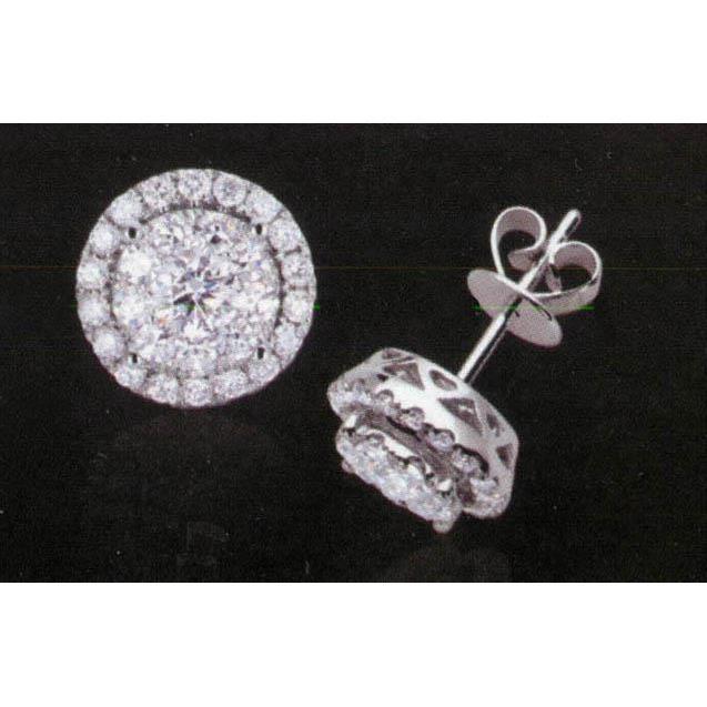 Boucles d'oreilles avec halo de diamants de 1.40 ct - HarryChadEnt.FR