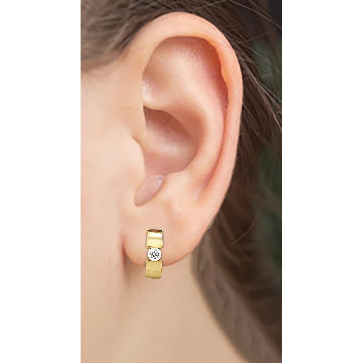 Boucles d'oreilles créoles solitaires à diamants articulés 1 carat Huggies - HarryChadEnt.FR