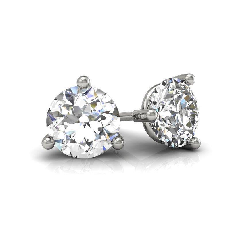 Boucles d'oreilles clou d'oreille femme diamant solitaire rond 2 carats - HarryChadEnt.FR