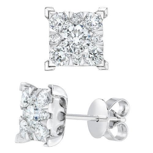 Boucles d'oreilles clous d'oreilles dames diamants ronds de 4.60 cts or blanc 14K - HarryChadEnt.FR
