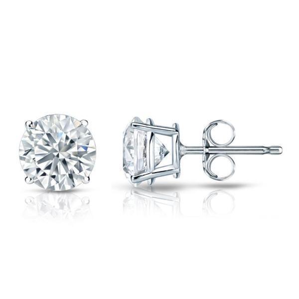 Boucles d'oreilles clous d'oreilles dames diamants taille brillant ronds de 2.00 ct en or blanc - HarryChadEnt.FR