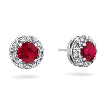 Boucles d'oreilles clous d'oreilles dames rubis rouges et diamants de 3.80 carats 14K blanc - HarryChadEnt.FR
