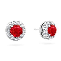 Boucles d'oreilles clous d'oreilles dames rubis rouges et diamants de 3.80 carats en or 14k