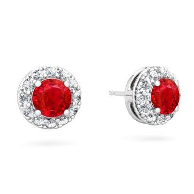 Boucles d'oreilles clous d'oreilles dames rubis rouges et diamants de 3.80 carats en or 14 carats - HarryChadEnt.FR