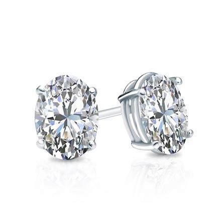Boucles d'oreilles clous d'oreilles diamant taille ovale pour femme 1.40 carats en or blanc 14K - HarryChadEnt.FR