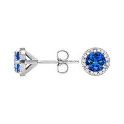 Boucles d'oreilles clous d'oreilles diamants saphir Sri Lanka Coupe Ronde 3.20 carats