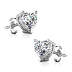 Boucles d'oreilles clous d'oreilles en forme de coeur diamants 2 carats or blanc