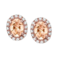 Boucles d'oreilles clous d'oreilles en morganite et diamants 14 carats en or rose 14K