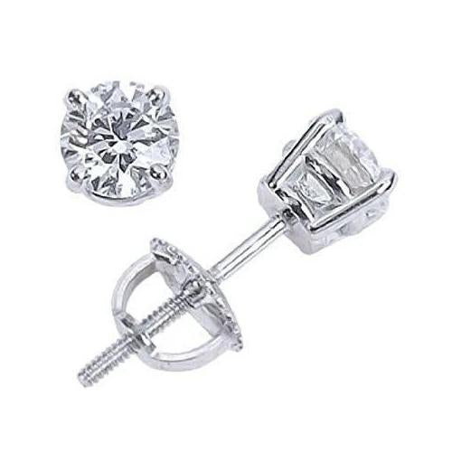 Boucles d'oreilles clous d'oreilles en or blanc avec diamants ronds de 2.30 cts. joaillerie fine - HarryChadEnt.FR