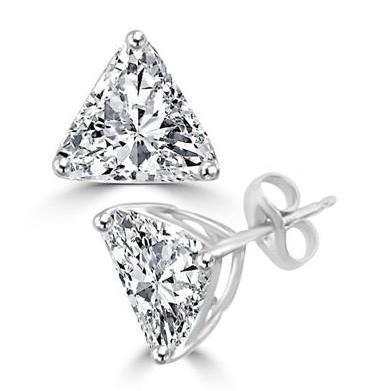 Boucles d'oreilles clous d'oreilles femme diamants taille trillion 3.50 carats or blanc - HarryChadEnt.FR